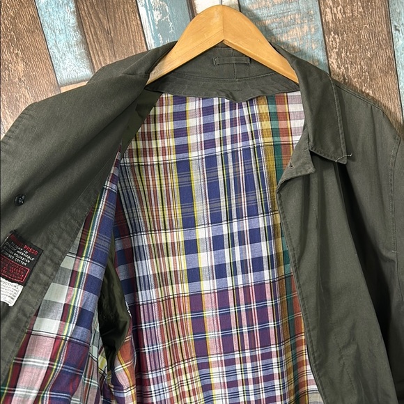 Men's army green & plaid Green Coat - Picture 6 of 16